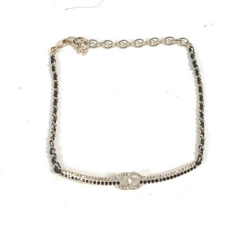 CHANEL A22 CC CC Mark Rhinestone Choker Accessories chain Necklace - Picture 1 of 12
